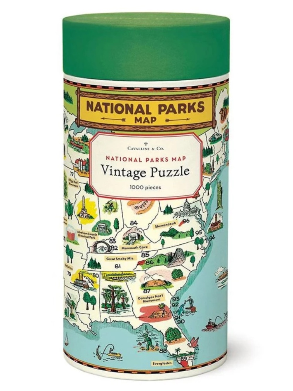 Cavallini & Co. Vintage Puzzle - National Parks and Monument Map -1000 piece